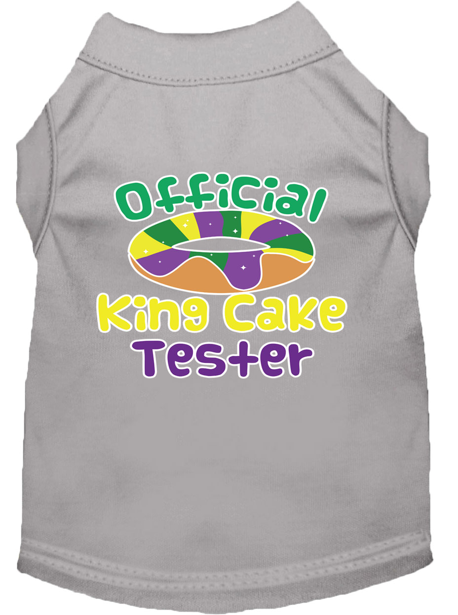 King Cake Taster Screen Print Mardi Gras Dog Shirt Grey Sm